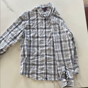Men's Plaid Shirt - Blue and White
